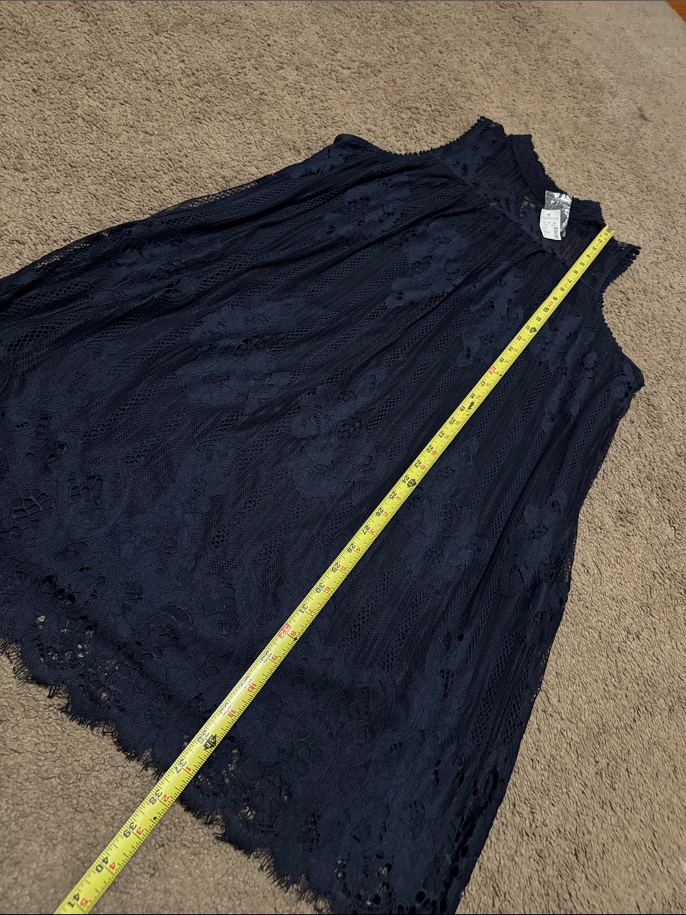 NWT Maurice’s Dress-0-Navy Lace Overlay-Swing Style-High Neck-Popover-Sleeveless - Picture 12 of 15